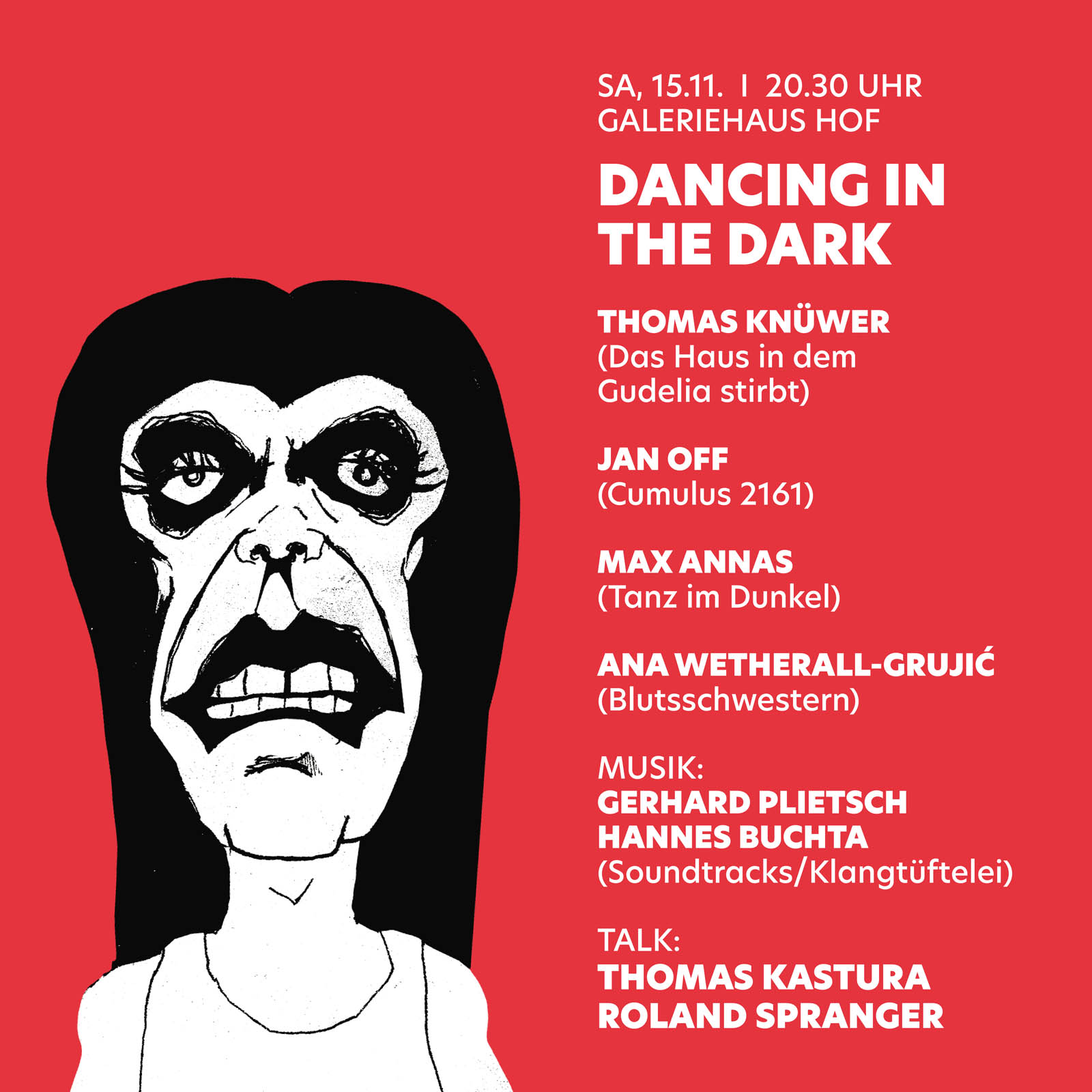 Dancing in the dark im Galeriehaus in Hof - Lesung mit Klanggetüftel am 15.11.2025